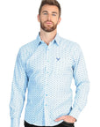 Breathable Slim Fit Long Sleeve Western Shirt For Men In Navy Blue