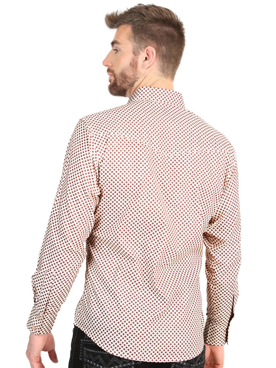 El General Men's Slim Fit Long Sleeve Western Shirt in Khaki