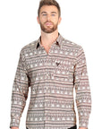 El General Men's Long Sleeve Western Shirt in Khaki