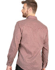 El General Men's Long Sleeve Western Shirt in Burgundy