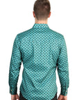 El General Men's Slim Fit Long Sleeve Western Shirt in Mint