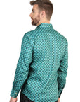 El General Men's Slim Fit Long Sleeve Western Shirt in Mint