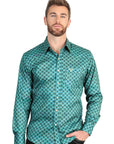 El General Men's Slim Fit Long Sleeve Western Shirt in Mint