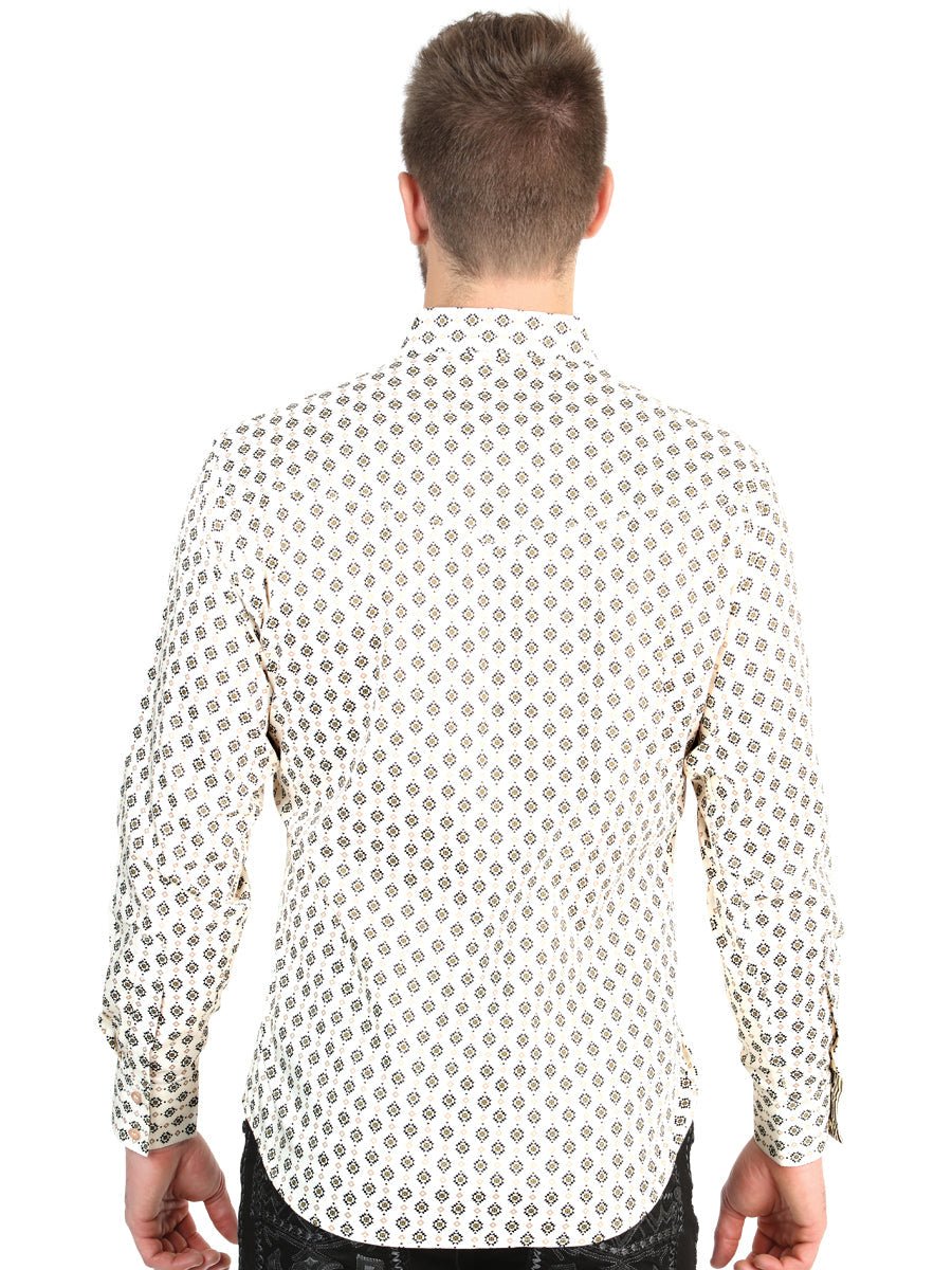 El General Men's Slim Fit Long Sleeve Western Shirt in Beige