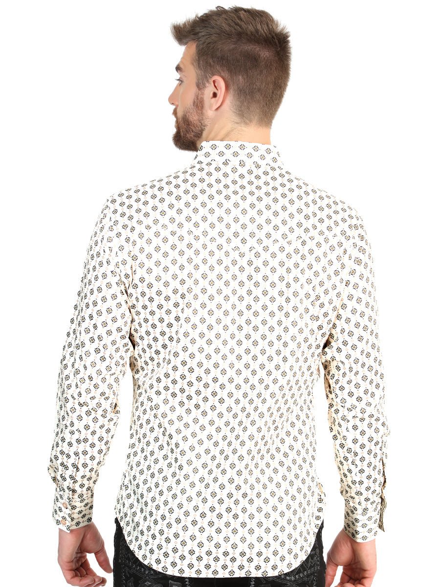 El General Men's Slim Fit Long Sleeve Western Shirt in Beige