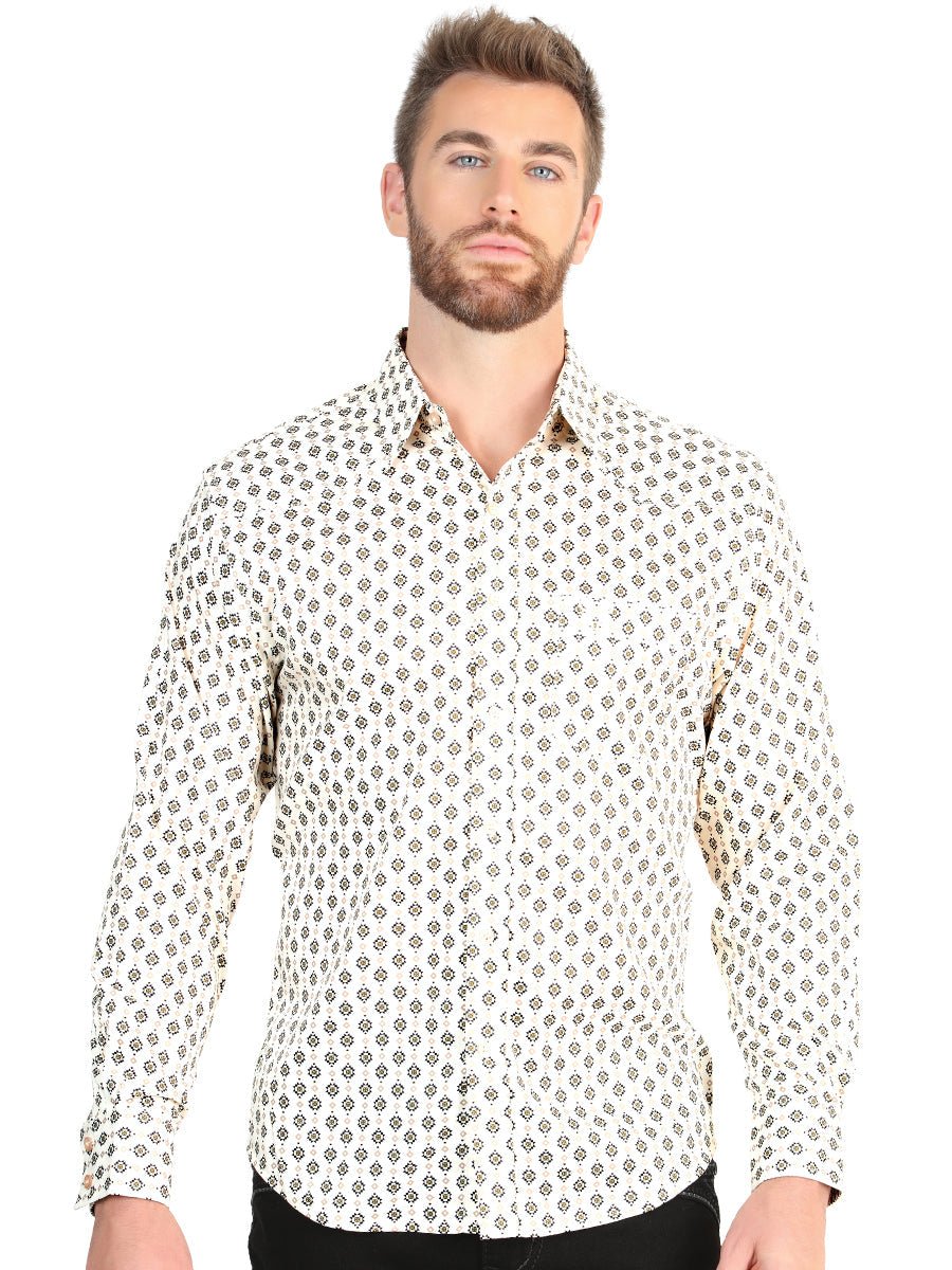 El General Men's Slim Fit Long Sleeve Western Shirt in Beige