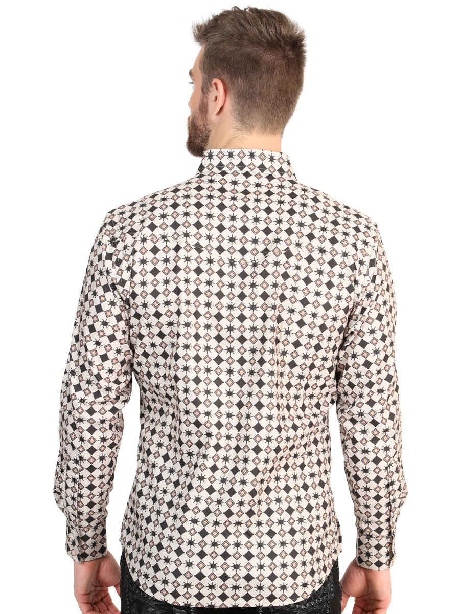 El General Men's Long Sleeve Western Shirt in Beige