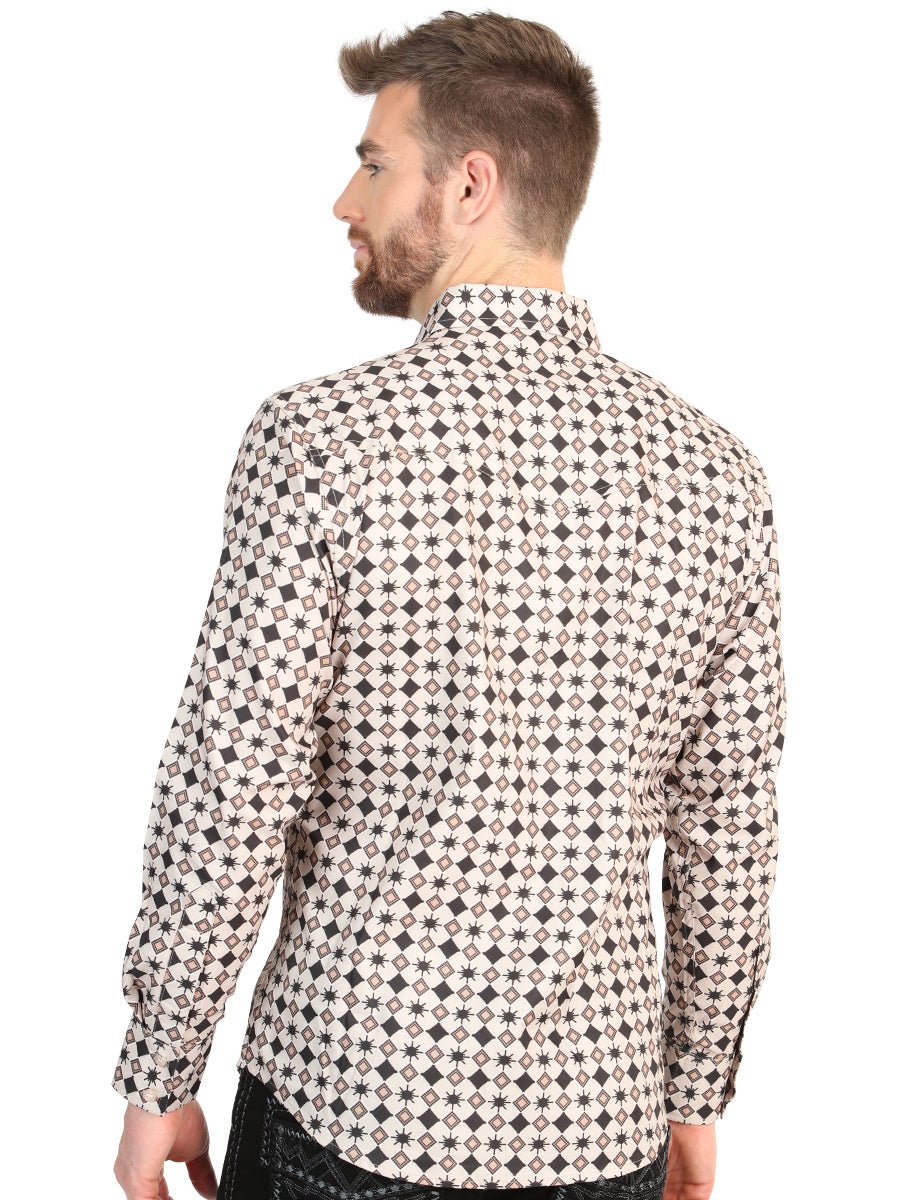 El General Men's Long Sleeve Western Shirt in Beige