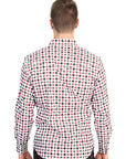 El General Men's Long Sleeve Western Shirt in White/Red