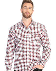 El General Men's Long Sleeve Western Shirt in White/Red