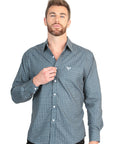 El General Men's Long Sleeve Western Shirt in Teal