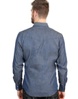 El General Men's Slim Fit Long Sleeve Western Shirt in Denim Blue