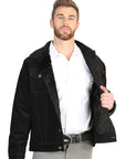 El General Men's Black Corduroy Sherpa-Lined Jacket