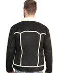 Men's Black Suede Sherpa-Lined Jacket For Cold Weather