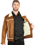 El General Men's Tan Suede Sherpa-Lined Jacket