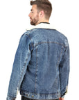 El General Men's Light Blue Denim Sherpa-Lined Jacket