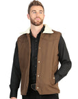 Brown Western Style Men's Vest With Authentic Rugged NylonShellComposite And Lining
