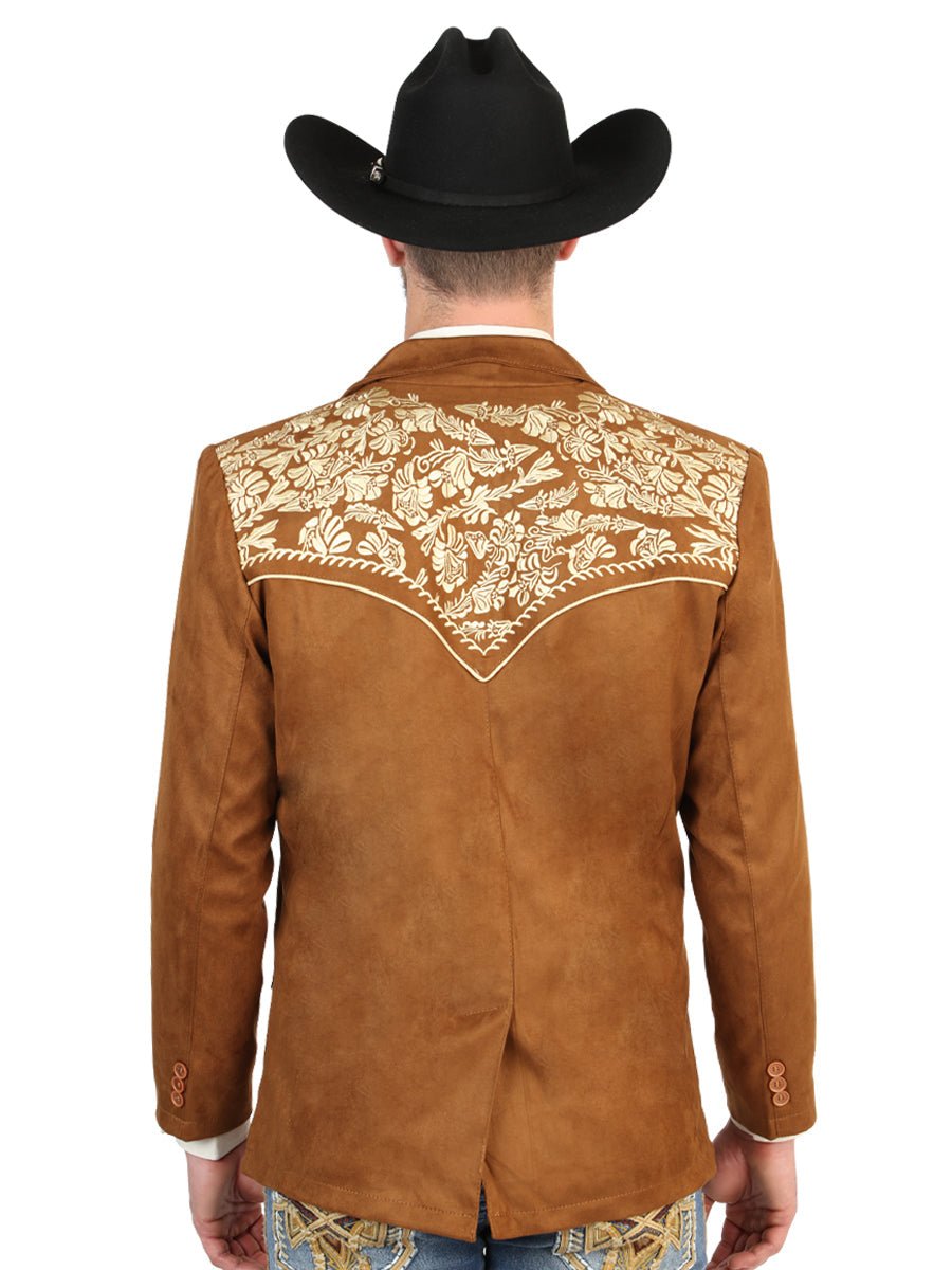 El General Men's Suede Western Embroidered Blazer in Tan