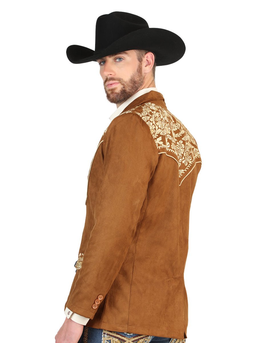 El General Men's Suede Western Embroidered Blazer in Tan