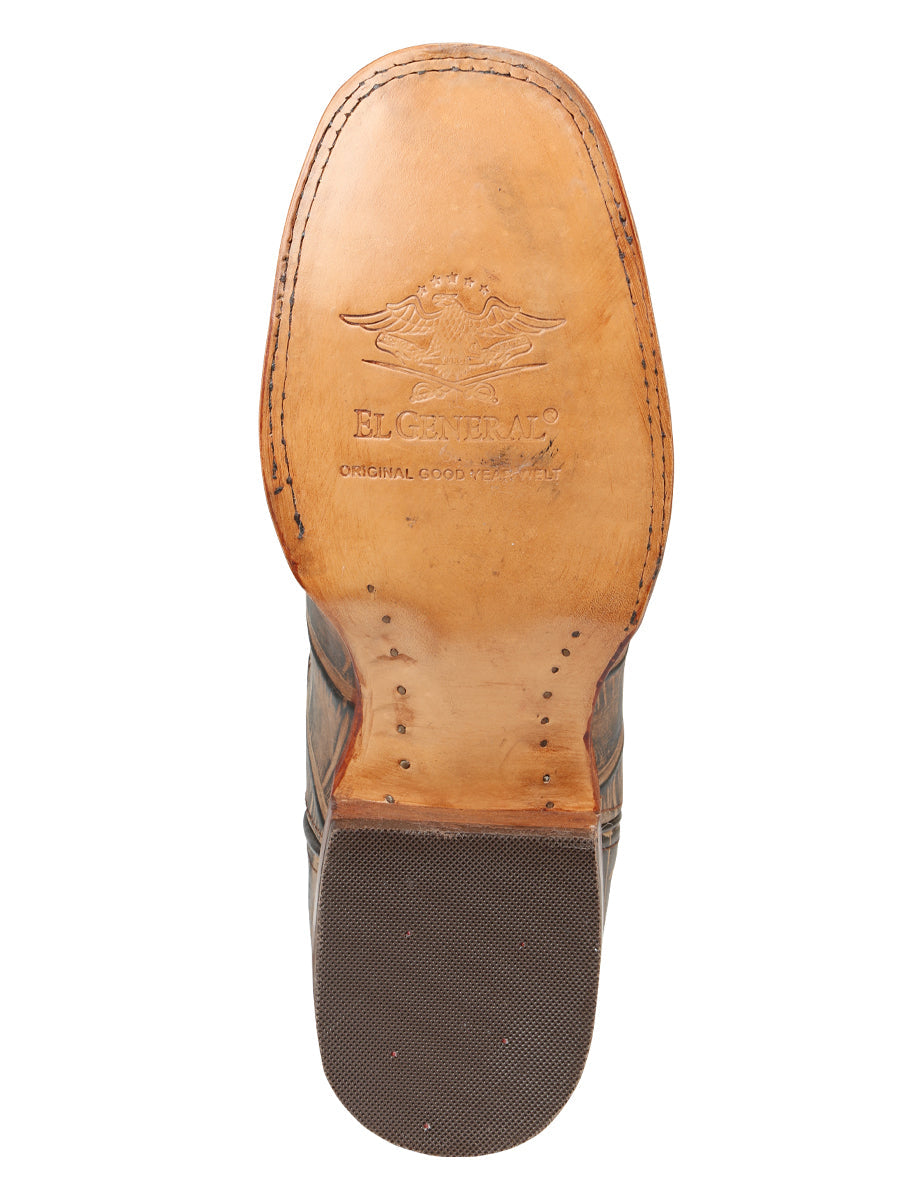 El General Men’s Leather Cowboy Boot - Made in Mexico - Alligator Crocodile Print Tobacco 45663