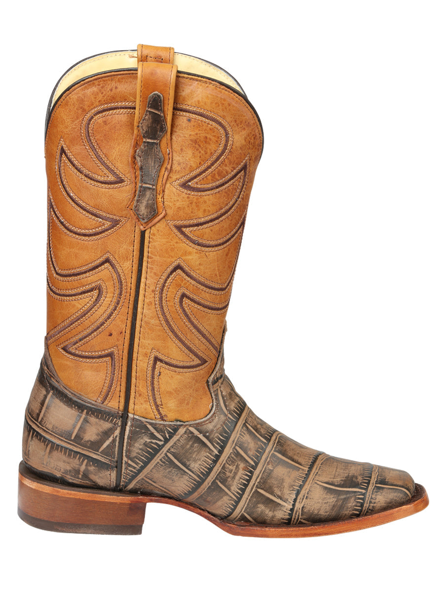 El General Men’s Leather Cowboy Boot - Made in Mexico - Alligator Crocodile Print Tobacco 45663