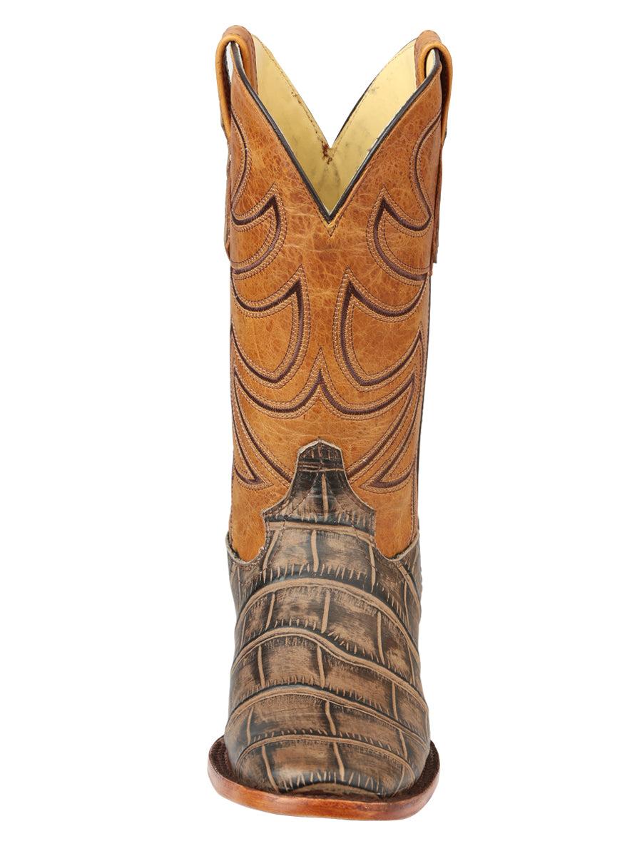 El General Men’s Leather Cowboy Boot - Made in Mexico - Alligator Crocodile Print Tobacco 45663