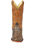El General Men’s Leather Cowboy Boot - Made in Mexico - Alligator Crocodile Print Tobacco 45663