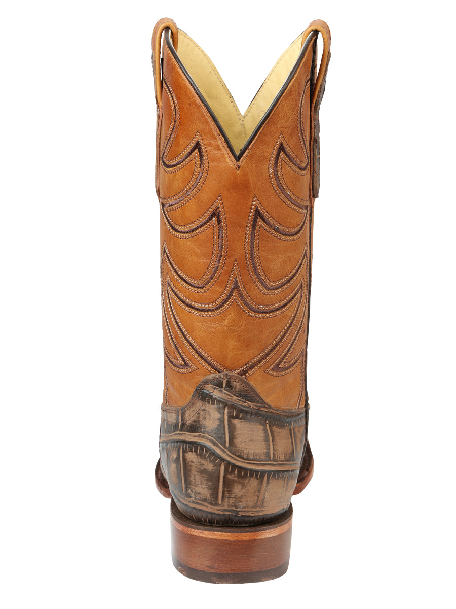 El General Men’s Leather Cowboy Boot - Made in Mexico - Alligator Crocodile Print Tobacco 45663