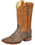 El General Men’s Leather Cowboy Boot - Made in Mexico - Alligator Crocodile Print Tobacco 45663