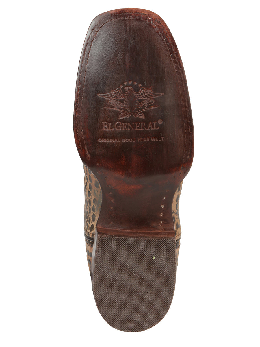 El General Men’s Leather Cowboy Boots - Caiman Belly Print - Tobacco 45664