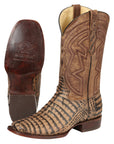 El General Men’s Leather Cowboy Boots - Caiman Belly Print - Tobacco 45664