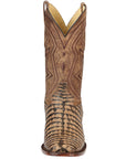 El General Men’s Leather Cowboy Boots - Caiman Belly Print - Tobacco 45664