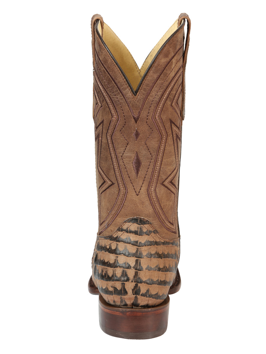 El General Men’s Leather Cowboy Boots - Caiman Belly Print - Tobacco 45664