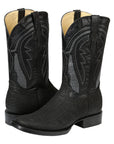 El General Men's Western Boots — Imitation Bull Neck in Black