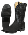 El General Men's Western Boots — Imitation Bull Neck in Black
