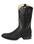 El General Men's Western Boots — Imitation Bull Neck in Black