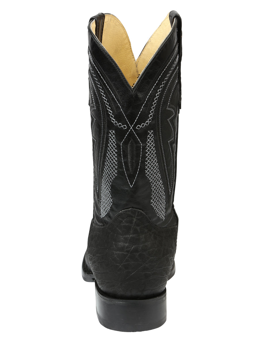 El General Men's Western Boots — Imitation Bull Neck in Black
