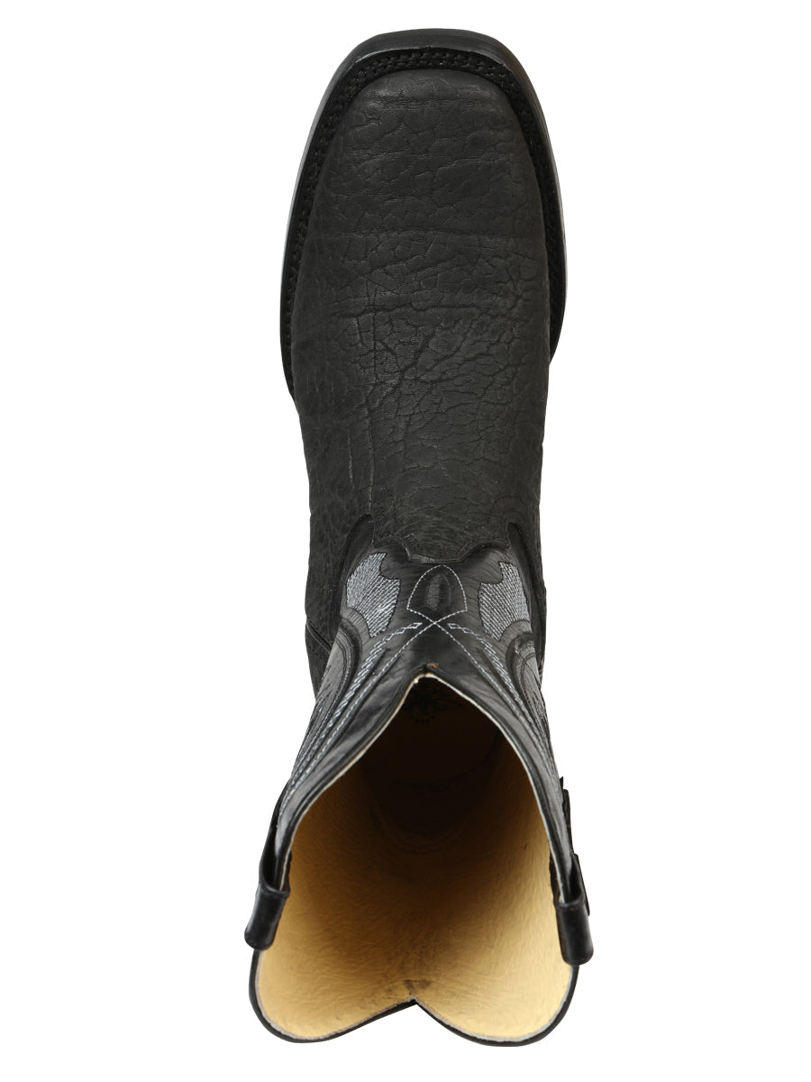 El General Men's Western Boots — Imitation Bull Neck in Black
