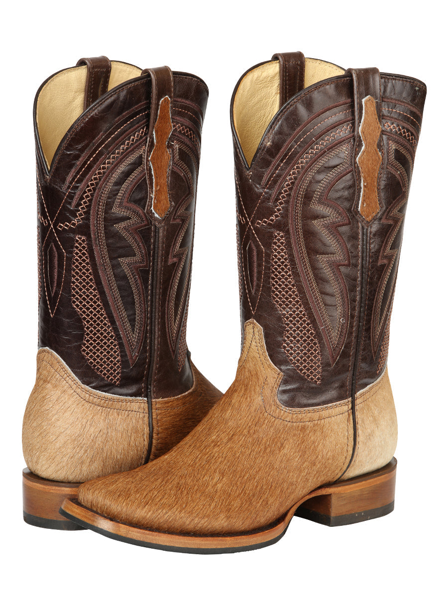 El General Men’s Leather Cowboy Boot -Made in Mexico - Cowhide Honey Brown 45669