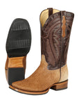 El General Men’s Leather Cowboy Boot -Made in Mexico - Cowhide Honey Brown 45669
