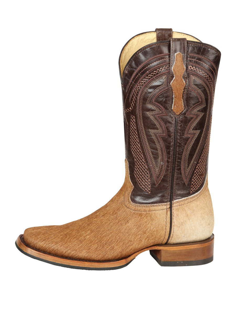 El General Men’s Leather Cowboy Boot -Made in Mexico - Cowhide Honey Brown 45669