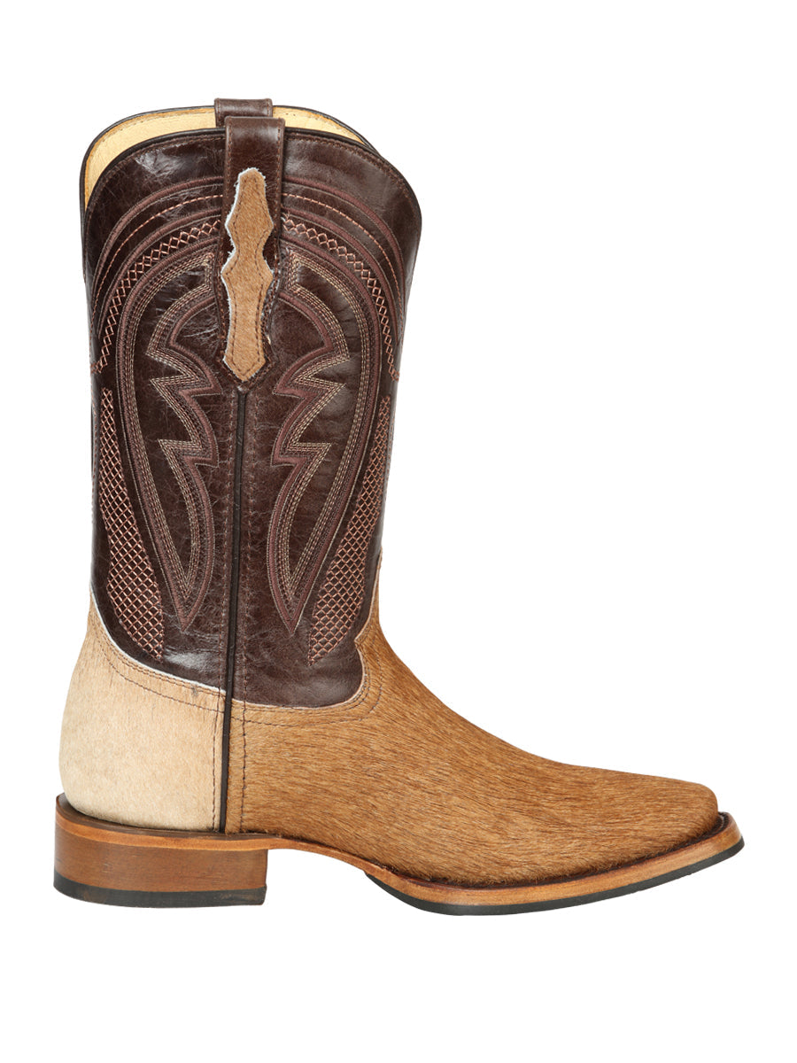 El General Men’s Leather Cowboy Boot -Made in Mexico - Cowhide Honey Brown 45669