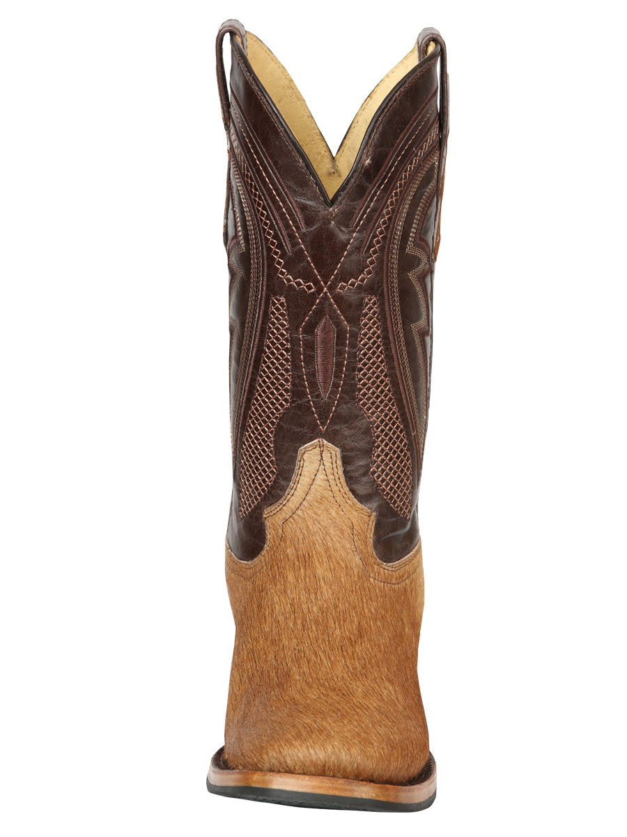 El General Men’s Leather Cowboy Boot -Made in Mexico - Cowhide Honey Brown 45669