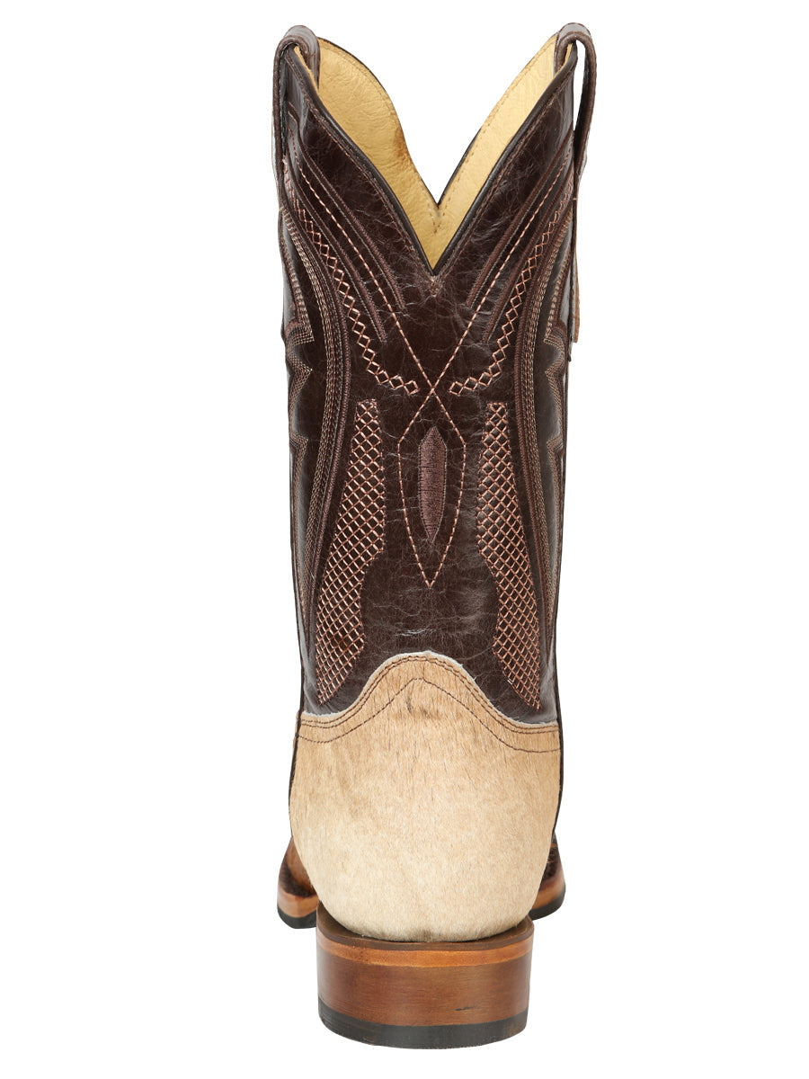 El General Men’s Leather Cowboy Boot -Made in Mexico - Cowhide Honey Brown 45669