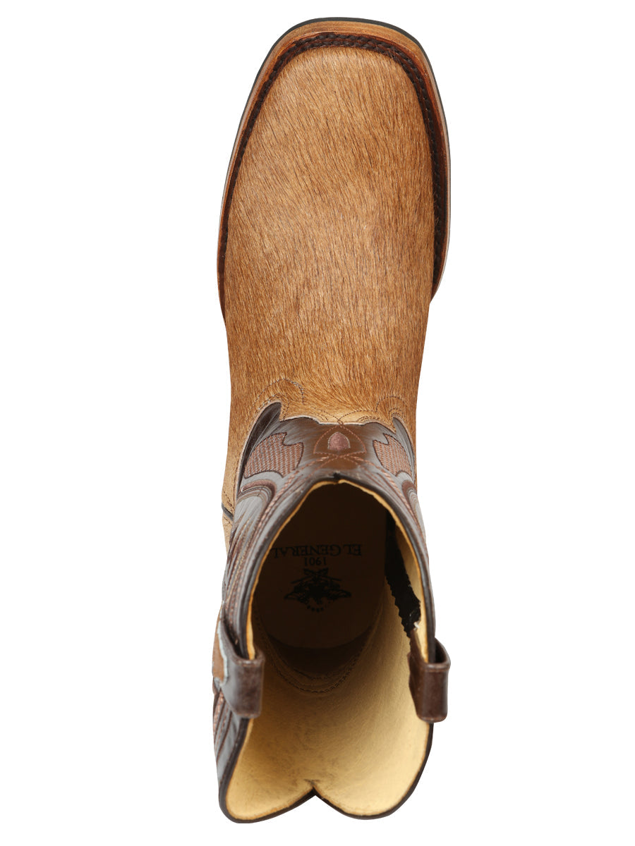 El General Men’s Leather Cowboy Boot -Made in Mexico - Cowhide Honey Brown 45669