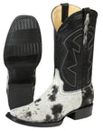 El General Men’s Leather Cowboy Boot - Made in Mexico - Black/White Cowhide 45670