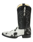 El General Men’s Leather Cowboy Boot - Made in Mexico - Black/White Cowhide 45670