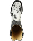 El General Men’s Leather Cowboy Boot - Made in Mexico - Black/White Cowhide 45670