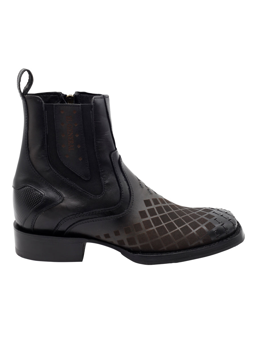 El General Men's Leather Ankle Boot with Zipper - Made in Mexico - Gray 45674