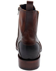 El General Men's Leather Ankle Boot with Zipper - Made in Mexico - Brown 45675